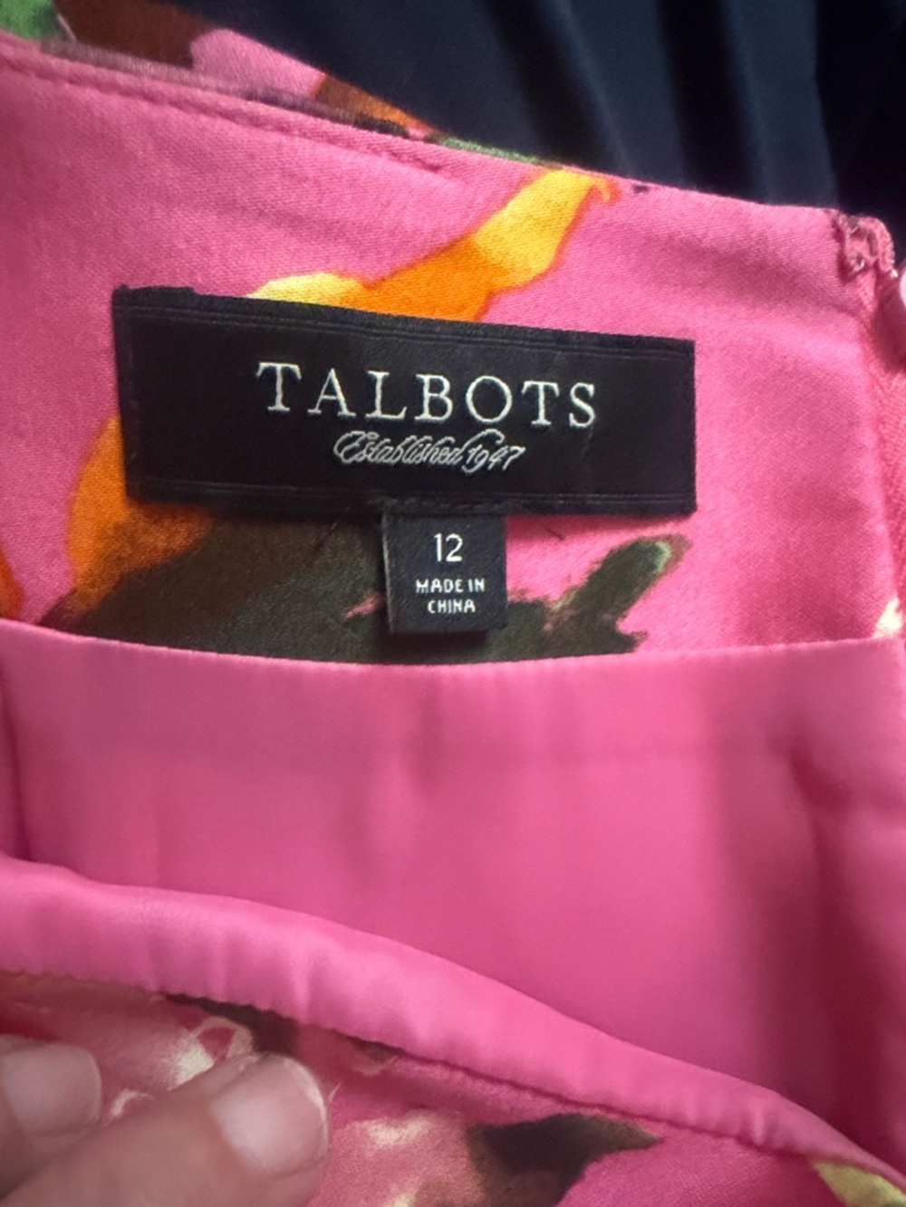 Talbots Pink Floral Pencil Skirt with Yellow, Green and Burgundy Accents - Picture 6 of 8